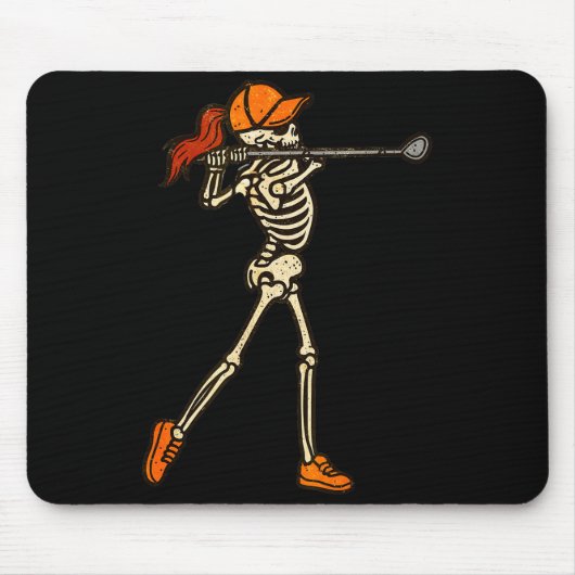 Halloween Women Golf Skeleton Funny Golf Halloween Muismat (Voorkant)