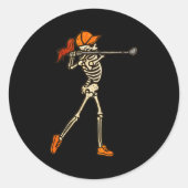 Halloween Women Golf Skeleton Funny Golf Halloween Ronde Sticker (Voorkant)