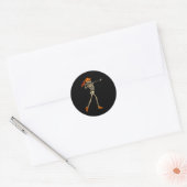Halloween Women Golf Skeleton Funny Golf Halloween Ronde Sticker (Envelop)