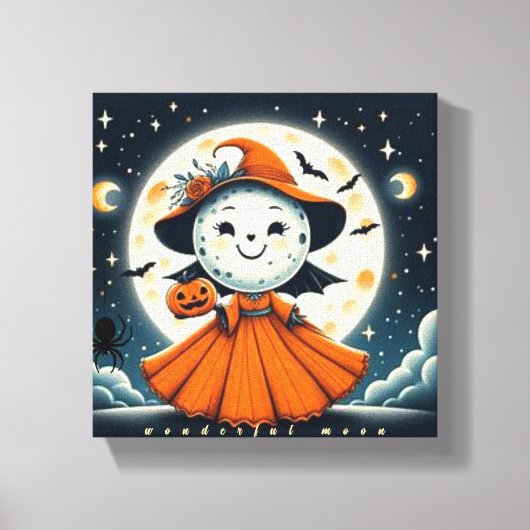 Halloween Wonderlijke Maan Canvas Afdruk (Voorkant)