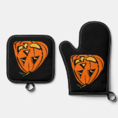 Halloween Wonky Pumpkin Ovenwant & Pannenlap Set (Voorkant)
