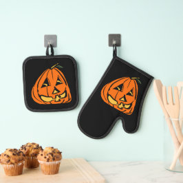 Halloween Wonky Pumpkin Ovenwant & Pannenlap Set