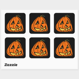 Halloween Wonky Pumpkin Vierkante Sticker