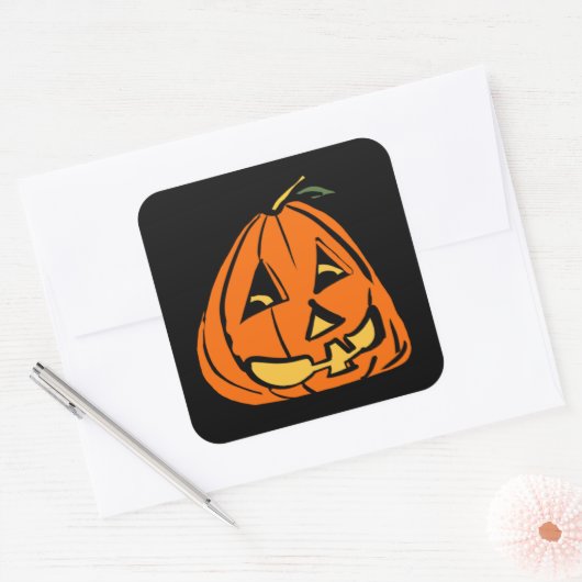 Halloween Wonky Pumpkin Vierkante Sticker (Envelop)