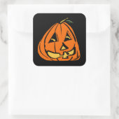 Halloween Wonky Pumpkin Vierkante Sticker (Tas)