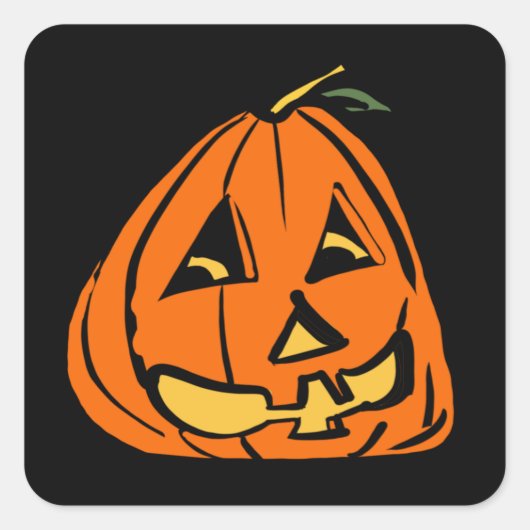 Halloween Wonky Pumpkin Vierkante Sticker (Voorkant)
