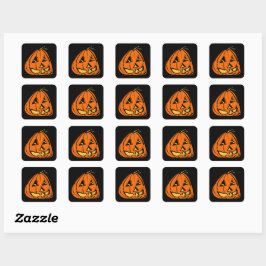 Halloween Wonky Pumpkin Vierkante Sticker