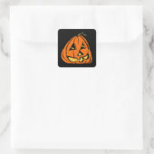 Halloween Wonky Pumpkin Vierkante Sticker (Tas)