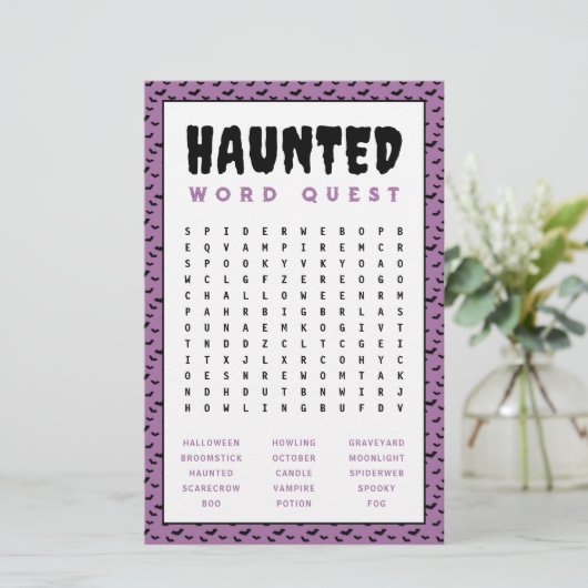 Halloween woord zoeken spel | Spookverhalen Briefpapier (Staand voorkant)