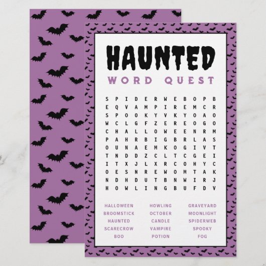 Halloween woord zoeken spel | Spookverhalen Briefpapier (Voorkant / Achterkant)