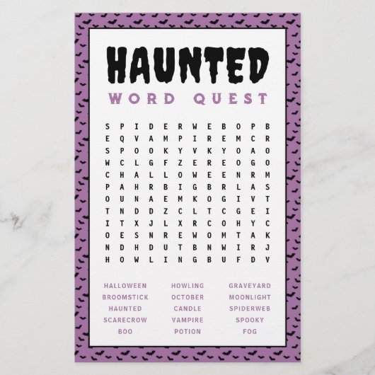 Halloween woord zoeken spel | Spookverhalen Briefpapier (Voorkant)