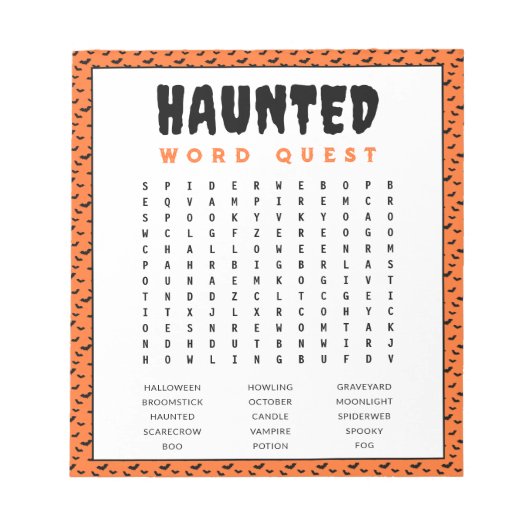 Halloween woord zoeken spel | Spookverhalen Notitieblok (Voorkant)
