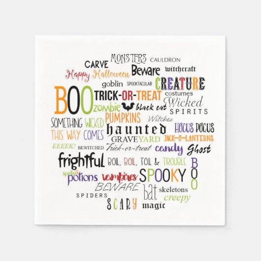 Halloween Woorden Typografie Leuk Feest Servetten (Voorkant)