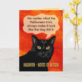 Halloween woorden van wijsheid kat kaart (Gele Bloem)