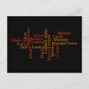 Halloween woordmix briefkaart