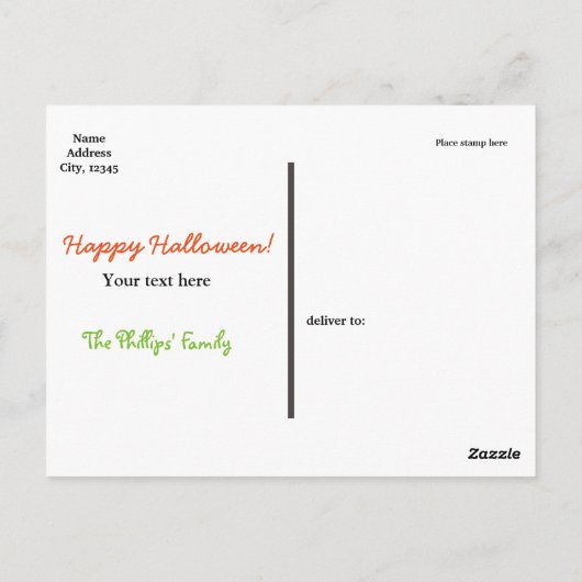 Halloween Words Fun Typography Briefkaart Kaart (Achterkant)