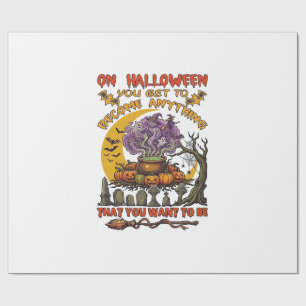 Halloween Wordt Alles Ketel Kat Geest Pompoen Cadeaupapier