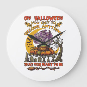 Halloween Wordt Alles Ketel Kat Geest Pompoen Grote Klok