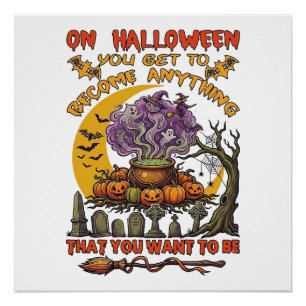 Halloween Wordt Alles Ketel Kat Geest Pompoen Perfect Poster
