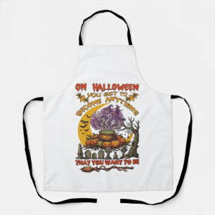 Halloween Wordt Alles Ketel Kat Geest Pompoen Schort