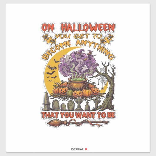 Halloween Wordt Iets Ketel Kat Geest Pompoen Sticker (Vel)