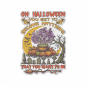 Halloween Wordt Iets Ketel Kat Geest Pompoen Sticker (Voorkant)