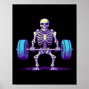 Halloween Workout Kostuum Grappig Deadlift Skelet Poster