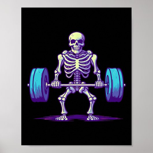 Halloween Workout Kostuum Grappig Deadlift Skelet Poster (Voorkant)