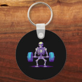 Halloween Workout Kostuum Grappig Deadlift Skelet Sleutelhanger (Voorkant)