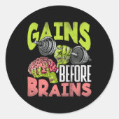 Halloween Workout Zombie Gewichtheffen Winsten Voo Ronde Sticker (Voorkant)