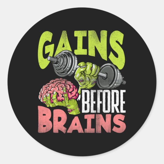 Halloween Workout Zombie Gewichtheffen Winsten Voo Ronde Sticker (Voorkant)