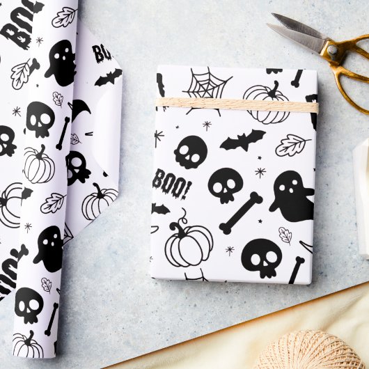 Halloween Wrapping Paper Schattigee Kinder Zwart W Cadeaupapier