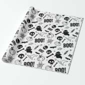 Halloween Wrapping Paper Schattigee Kinder Zwart W Cadeaupapier (Uitgerold)