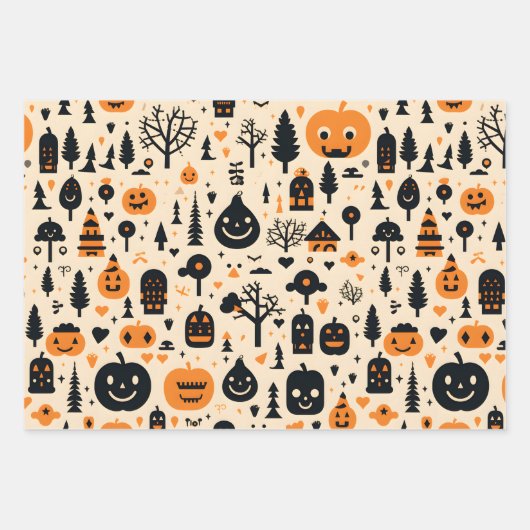 Halloween Wrapping Paper Sheets Set van 3 (Voorkant)