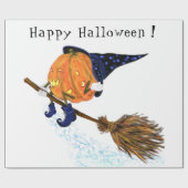 Halloween Wrapping Paper Witch Pumpkin Flying Cadeaupapier (Vlak)