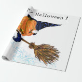 Halloween Wrapping Paper Witch Pumpkin Flying Cadeaupapier (Uitgerold)
