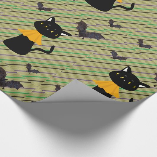 Halloween Wrapping Paper, zwart kattepapier Cadeaupapier (Hoek)