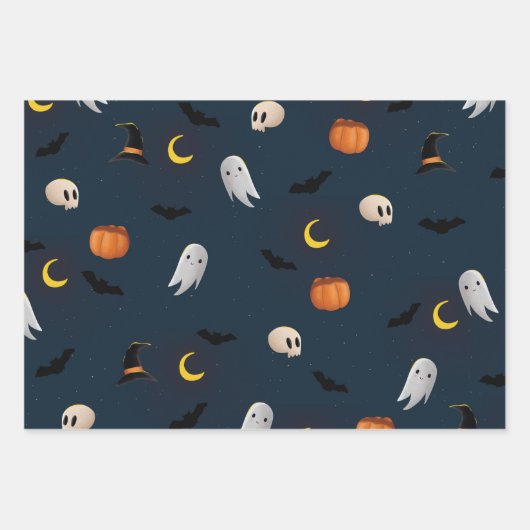 Halloween Wrapping Papier Flat Sheet Pompoenen Gho Inpakpapier Vel (Voorkant 2)