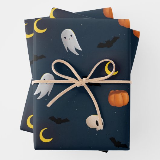 Halloween Wrapping Papier Flat Sheet Pompoenen Gho Inpakpapier Vel (In situ)