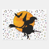 HALLOWEEN WRAPPINGPAPIER MET WITCH EN SPIDERS INPAKPAPIER VEL (Voorkant 3)