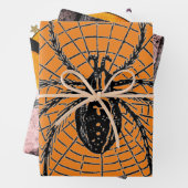 HALLOWEEN WRAPPINGPAPIER MET WITCH EN SPIDERS INPAKPAPIER VEL (In situ)