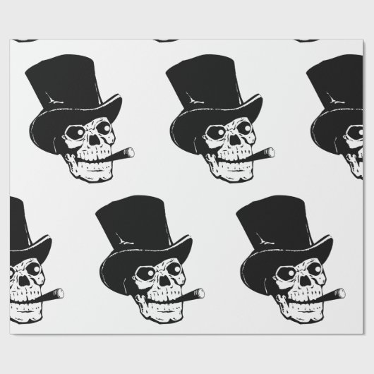HALLOWEEN WRAPPINGPAPIERSKULL MET HAT CADEAUPAPIER (Vlak)