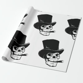 HALLOWEEN WRAPPINGPAPIERSKULL MET HAT CADEAUPAPIER