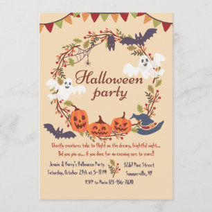 Halloween Wreath Invitation Kaart