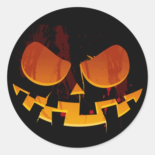 Halloween Wyed Jack-O-lantern Pumpkin Face Ronde Sticker (Voorkant)
