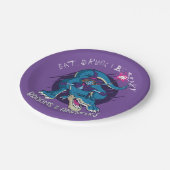 Halloween Wyed Witch op T-Rex illustratie Papieren Bordje (Gekanteld)