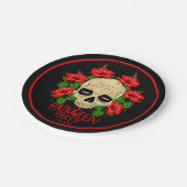 Halloween Year 20xx Skull Red Hibiscus Black 7" Papieren Bordje (Gekanteld)