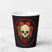 Halloween Year 20xx Skull Red Hibiscus Black Papieren Bekers (Voorkant)