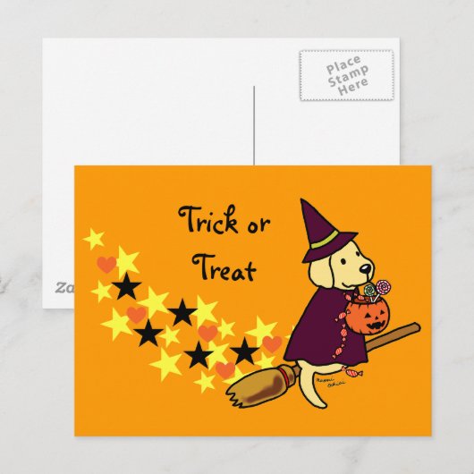 Halloween Yellow Labrador Cartoon 1 Briefkaart (Voorkant / Achterkant)