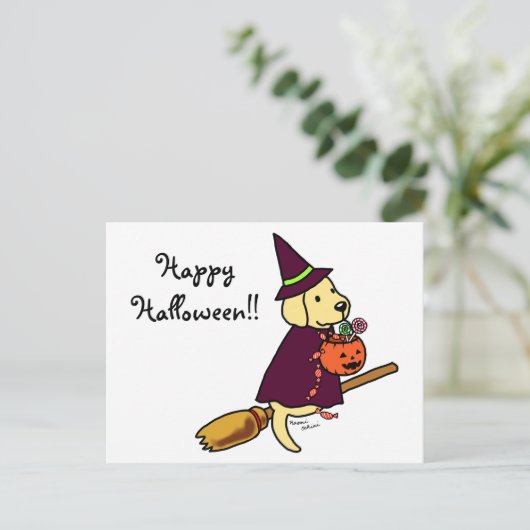 Halloween Yellow Labrador Cartoon 1 Briefkaart (Staand voorkant)
